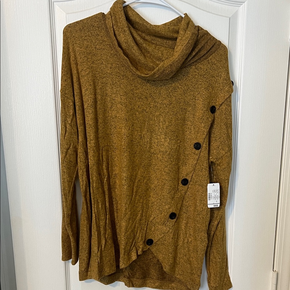 Christopher & Banks Mustard Cowl Neck Sweater